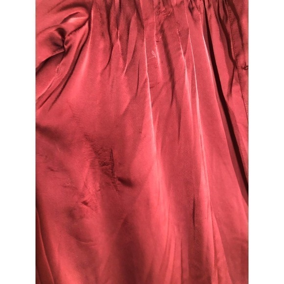 Adam Lippes Charmeuse Dress Ruffle Neck Burgundy 2 - Picture 9 of 13